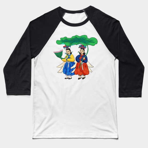 Minhwa: Taoist Fairy Sisters B-1 Type Baseball T-Shirt by koreanfolkpaint